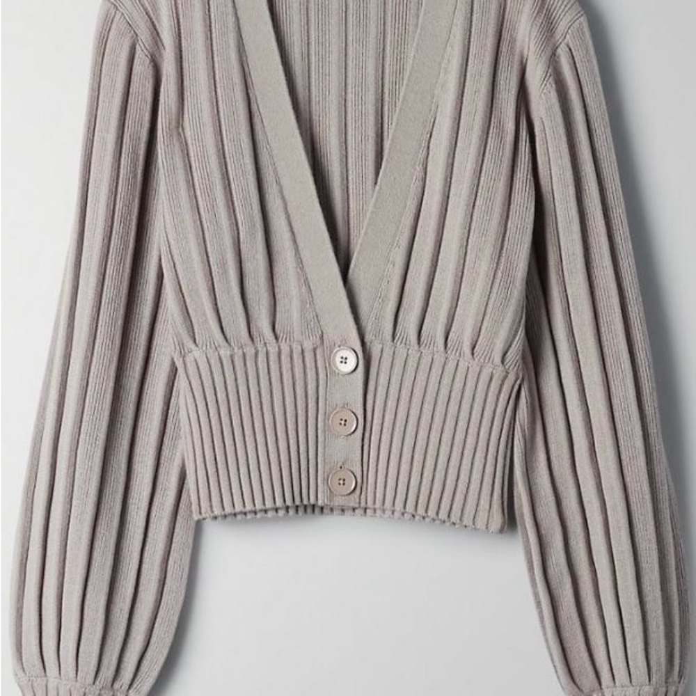 Aritzia plunge cardigan Basalt Gray Ribbed Women's Sweater